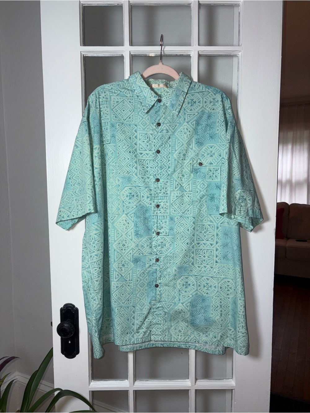 Campia Moda Hawaiian 2XLT Tiki Button Down 100% Cotton Button Down